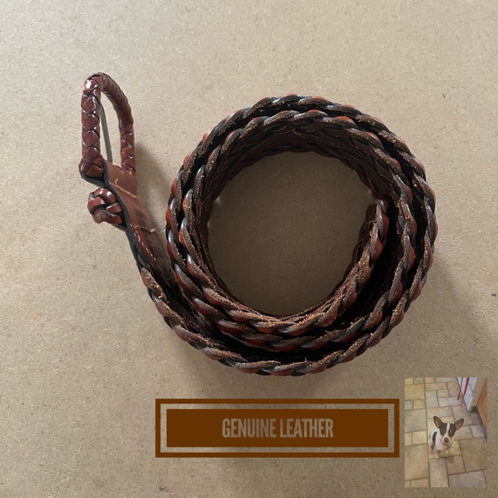 Genuine Leather Braided Belt, Sz M